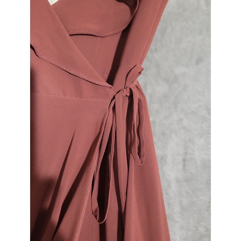 Jenny Yoo Collection SZ 4 Dusty Rose Faye Flutter Sleeve Maxi Wrap Dress/Gown - Picture 7 of 10